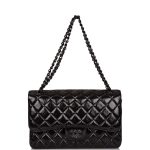 Chanel SO Black Shiny Crumpled Calfskin Jumbo Classic Double Flap Bag Black Hardware - Image 2