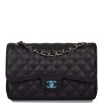 Chanel Jumbo Classic Double Flap Bag Black Caviar Silver Hardware