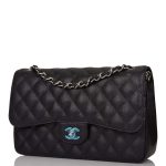 Chanel Jumbo Classic Double Flap Bag Black Caviar Silver Hardware - Image 4
