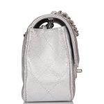 Chanel Silver Metallic Quilted Lambskin Rectangular Mini Classic Flap Bag Silver Hardware - Image 6