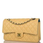 Chanel Yellow Quilted Lambskin Medium Classic Double Flap Bag Rainbow Hardware - Image 5