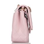 Chanel Rose Clair Quilted Caviar Medium Classic Double Flap Bag Light Gold Hardware - Image 6