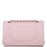 Chanel Rose Clair Quilted Caviar Medium Classic Double Flap Bag Light Gold Hardware - Image 3