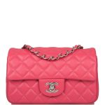 Chanel Pink Quilted Lambskin Rectangular Mini Classic Flap Bag Silver Hardware