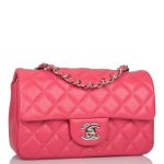 Chanel Pink Quilted Lambskin Rectangular Mini Classic Flap Bag Silver Hardware - Image 4