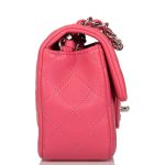 Chanel Pink Quilted Lambskin Rectangular Mini Classic Flap Bag Silver Hardware - Image 5