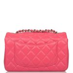 Chanel Pink Quilted Lambskin Rectangular Mini Classic Flap Bag Silver Hardware - Image 3