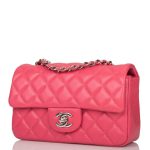 Chanel Pink Quilted Lambskin Rectangular Mini Classic Flap Bag Silver Hardware - Image 9