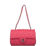 Chanel Pink Quilted Lambskin Rectangular Mini Classic Flap Bag Silver Hardware - Image 2