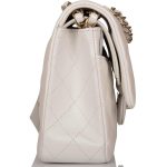 Chanel White Iridescent Quilted Lambskin Medium Classic Double Flap Bag Light Gold Hardware - Image 6