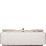 Chanel White Iridescent Quilted Lambskin Medium Classic Double Flap Bag Light Gold Hardware - Image 7
