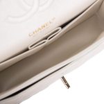 Chanel White Iridescent Quilted Lambskin Medium Classic Double Flap Bag Light Gold Hardware - Image 8