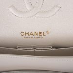 Chanel White Iridescent Quilted Lambskin Medium Classic Double Flap Bag Light Gold Hardware - Image 9