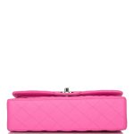 Chanel Neon Pink Quilted Lambskin Medium Classic Double Flap Bag Silver Hardware - Image 7