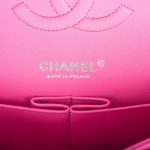 Chanel Neon Pink Quilted Lambskin Medium Classic Double Flap Bag Silver Hardware - Image 9