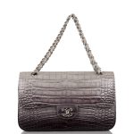 Chanel Ombre Grey Matte Alligator Medium Classic Double Flap Bag Silver Hardware - Image 2