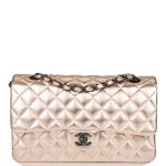Chanel Medium Classic Double Flap Bag Metallic Gold Lambskin Black Hardware