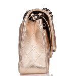 Chanel Medium Classic Double Flap Bag Metallic Gold Lambskin Black Hardware - Image 6