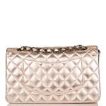 Chanel Medium Classic Double Flap Bag Metallic Gold Lambskin Black Hardware - Image 3