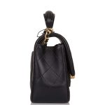 Chanel Rectangular Mini Flap Bag with Top Handle Black Lambskin Antique Gold Hardware - Image 5