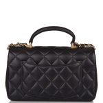 Chanel Rectangular Mini Flap Bag with Top Handle Black Lambskin Antique Gold Hardware - Image 3