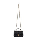 Chanel Rectangular Mini Flap Bag with Top Handle Black Lambskin Antique Gold Hardware - Image 2