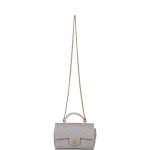 Chanel Mini Rectangular Flap Bag with Top Handle Gray Lambskin Antique Gold Hardware - Image 2