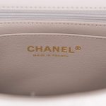 Chanel Mini Rectangular Flap Bag with Top Handle Gray Lambskin Antique Gold Hardware - Image 9