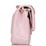 Chanel Metallic Pink Quilted Calfskin Medium Classic Double Flap Bag Light Gold Hardware - Image 6