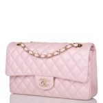 Chanel Metallic Pink Quilted Calfskin Medium Classic Double Flap Bag Light Gold Hardware - Image 5
