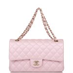 Chanel Metallic Pink Quilted Calfskin Medium Classic Double Flap Bag Light Gold Hardware - Image 2