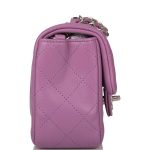 Chanel Mini Rectangular Flap Bag Purple Lambskin Silver Hardware - Image 6
