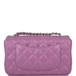 Chanel Mini Rectangular Flap Bag Purple Lambskin Silver Hardware - Image 4