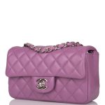 Chanel Mini Rectangular Flap Bag Purple Lambskin Silver Hardware - Image 5