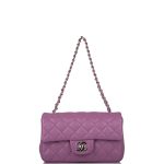 Chanel Mini Rectangular Flap Bag Purple Lambskin Silver Hardware - Image 2