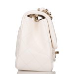Chanel White Quilted Lambskin Square Mini Classic Flap Bag Light Gold Hardware - Image 5