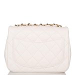 Chanel White Quilted Lambskin Square Mini Classic Flap Bag Light Gold Hardware - Image 3