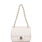 Chanel White Quilted Lambskin Square Mini Classic Flap Bag Light Gold Hardware - Image 2