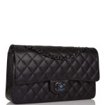 Chanel SO Black Lambskin Quilted Medium Classic Double Flap Bag Black Hardware - Image 3