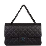 Chanel SO Black Lambskin Quilted Medium Classic Double Flap Bag Black Hardware - Image 2