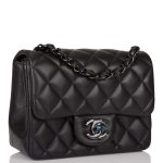 Chanel SO Black Quilted Lambskin Square Mini Classic Flap Bag Black Hardware - Image 4