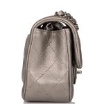 Chanel Mini Rectangular Flap Bag Ruthenium Metallic Lambskin Silver Hardware - Image 6