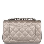 Chanel Mini Rectangular Flap Bag Ruthenium Metallic Lambskin Silver Hardware - Image 3