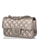 Chanel Mini Rectangular Flap Bag Ruthenium Metallic Lambskin Silver Hardware - Image 5