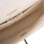 Chanel White Quilted Caviar Medium Classic Double Flap Bag Light Gold Hardware - Image 8
