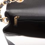 Chanel White and Black Geometric Lambskin Rectangular Mini Classic Flap Bag Antique Gold Hardware - Image 10