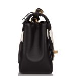 Chanel White and Black Geometric Lambskin Rectangular Mini Classic Flap Bag Antique Gold Hardware - Image 6