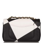 Chanel White and Black Geometric Lambskin Rectangular Mini Classic Flap Bag Antique Gold Hardware - Image 3