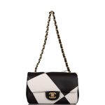 Chanel White and Black Geometric Lambskin Rectangular Mini Classic Flap Bag Antique Gold Hardware - Image 2
