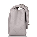 Chanel Light Gray Quilted Lambskin Rectangular Mini Classic Flap Bag Silver Hardware - Image 2